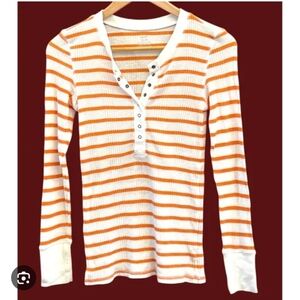 Aerie Orange and White Striped Knit Top